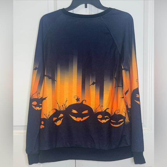 Halloween Pumpkin Sweatshirt - Black and Orange women’s Large - Picture 2 of 6
